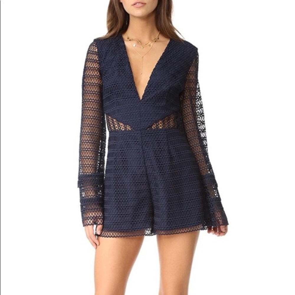 Keepsake the Label All Night Lace Romper - navy